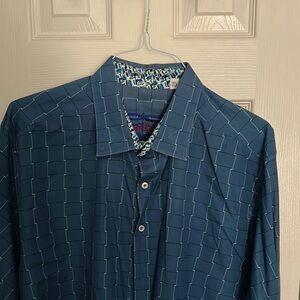 Robert Graham big and tall  Teal Checkered Shirt